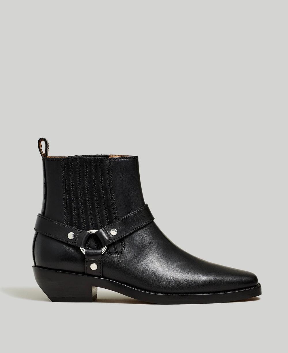 Madewell Santiago Black Leather Ankle Moto/Western Boots Sz 9